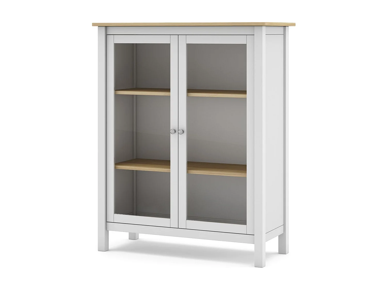 Vaisselier 2 portes en bois massif blanc 110 cm - Macha
