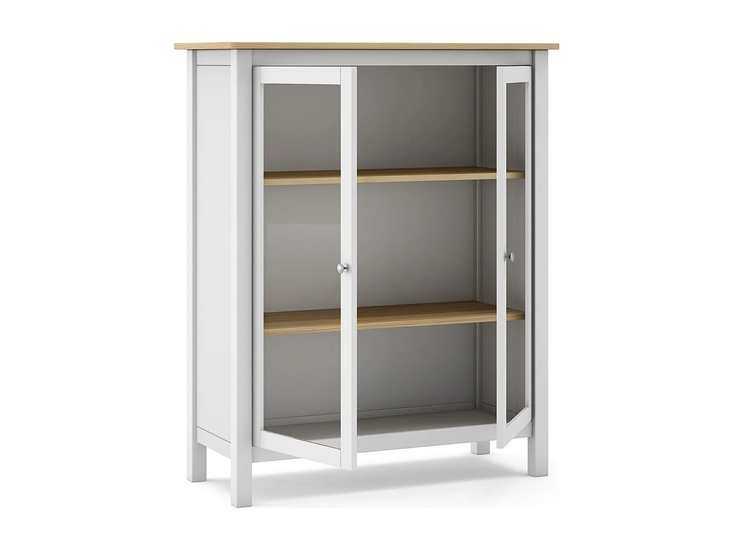 Vaisselier 2 portes en bois massif blanc 110 cm - Macha