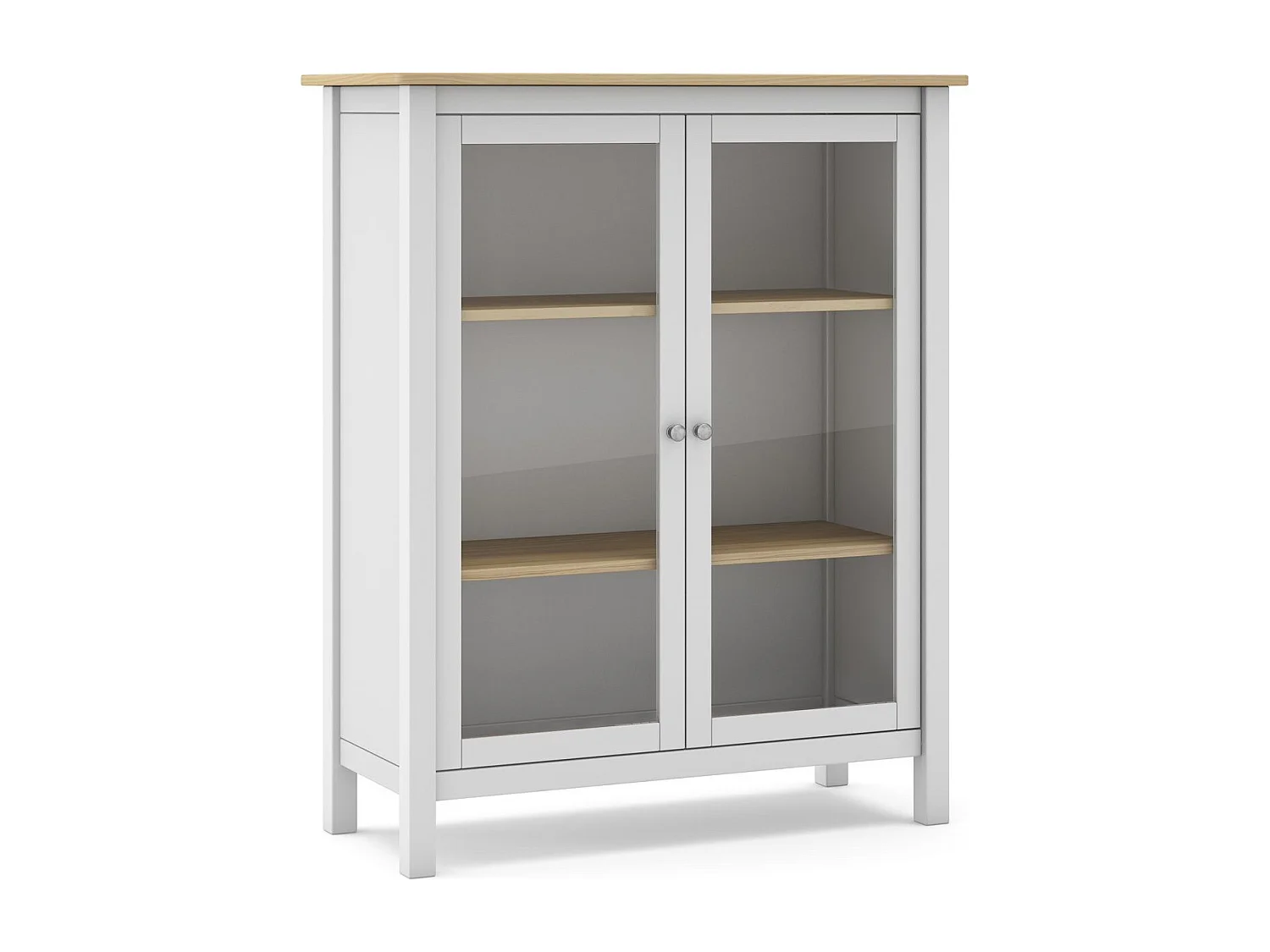 Vaisselier 2 portes en bois massif blanc 110 cm - Macha
