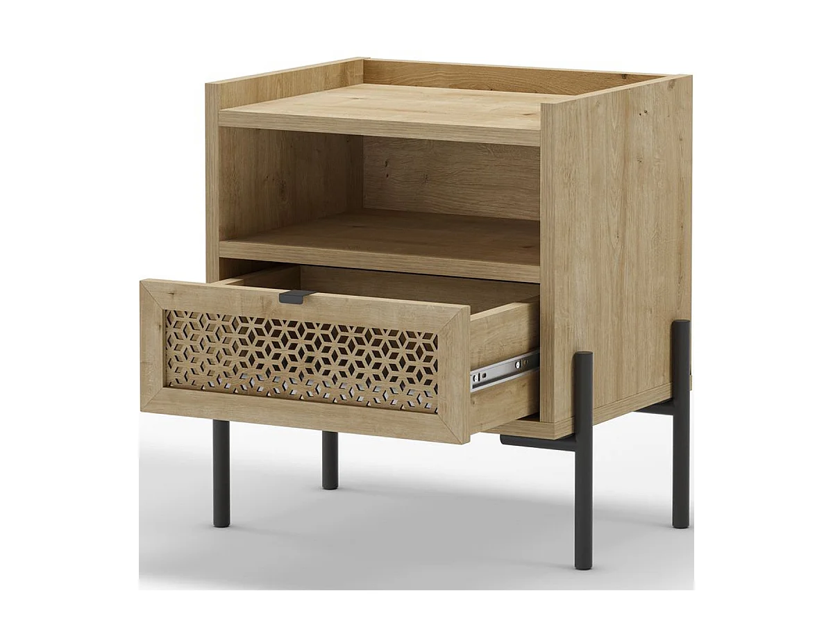 Table de chevet 1 tiroir effet chêne - Corto