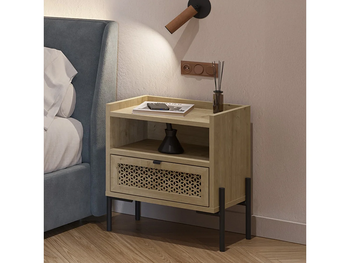 Table de chevet 1 tiroir effet chêne - Corto