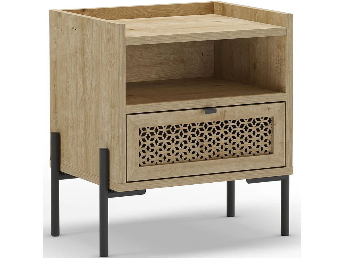 Table de chevet 1 tiroir effet chêne - Corto