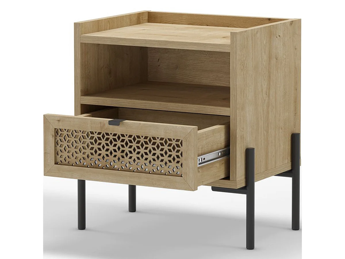 Table de chevet 1 tiroir effet chêne - Corto