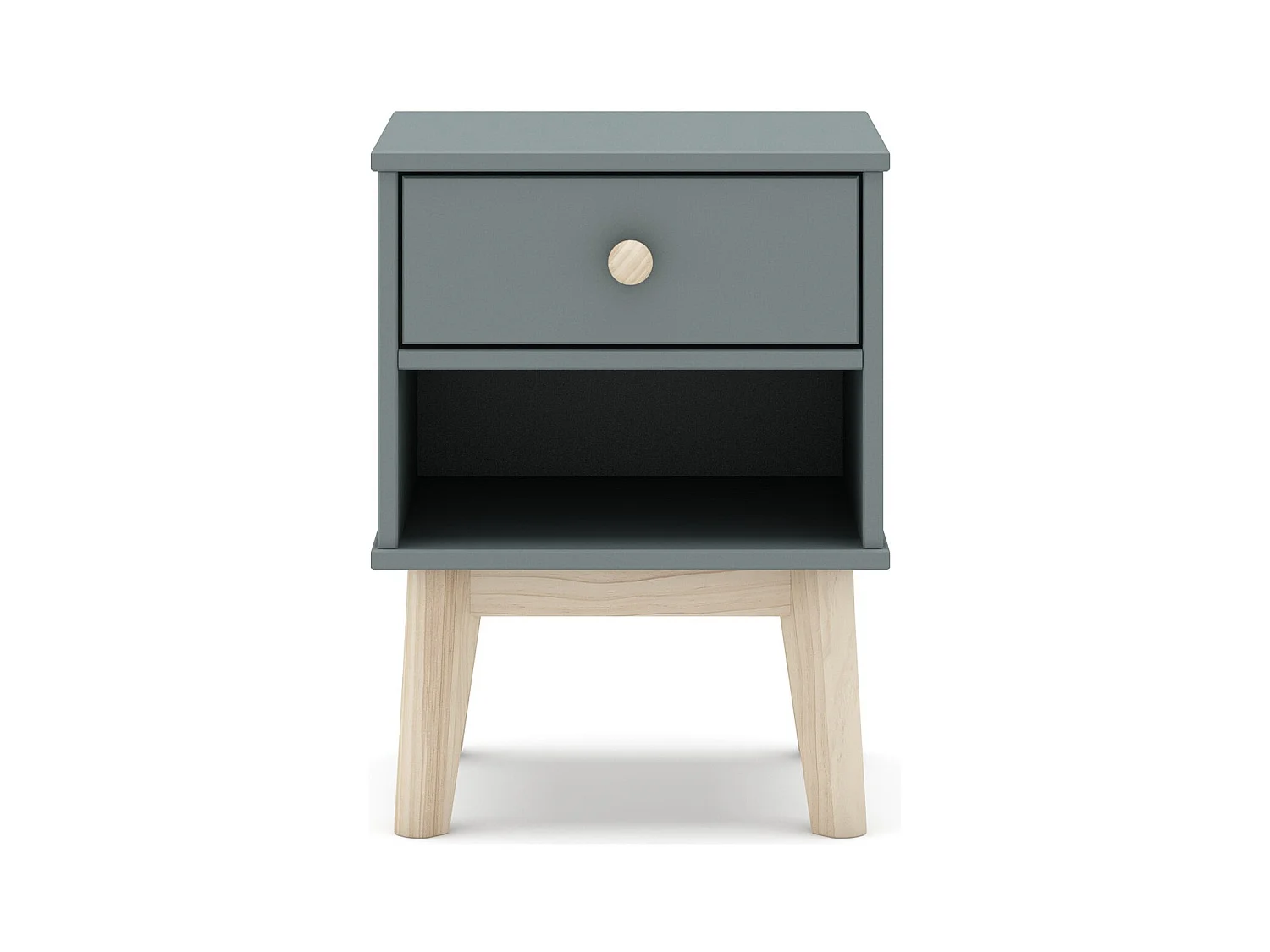 Table de chevet enfant 1 tiroir en bois vert kaki - Elise