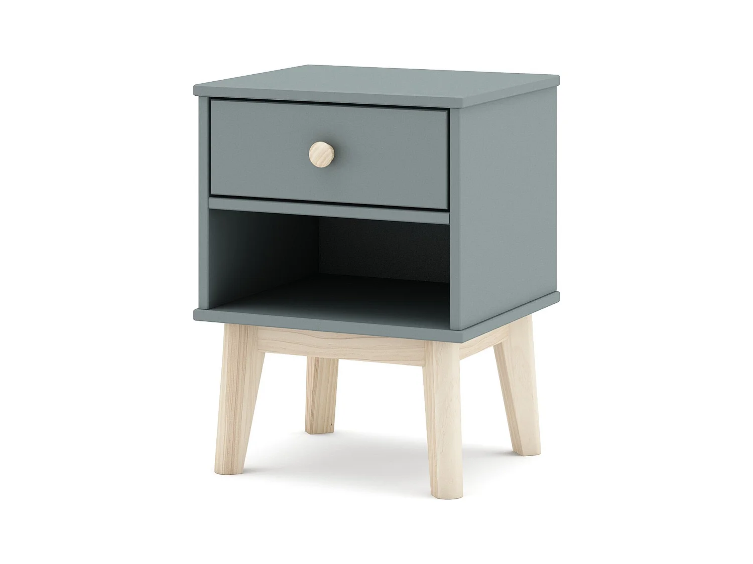 Table de chevet enfant 1 tiroir en bois vert kaki - Elise