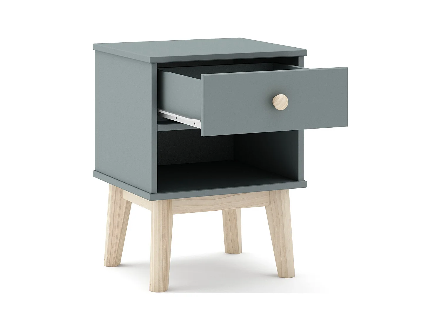Table de chevet enfant 1 tiroir en bois vert kaki - Elise