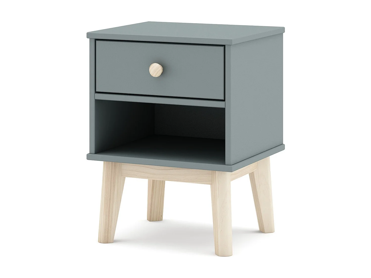 Table de chevet enfant 1 tiroir en bois vert kaki - Elise