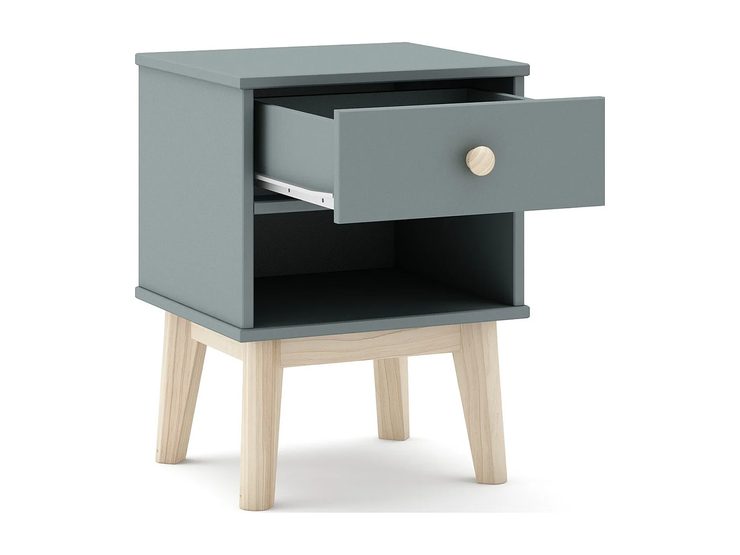 Table de chevet enfant 1 tiroir en bois vert kaki - Elise
