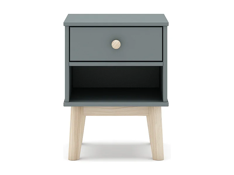 Table de chevet enfant 1 tiroir en bois vert kaki - Elise