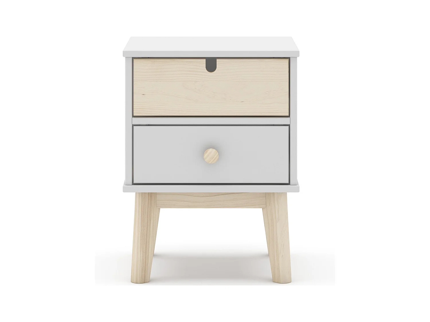 Table de chevet enfant 2 tiroirs en bois blanc - Lucy