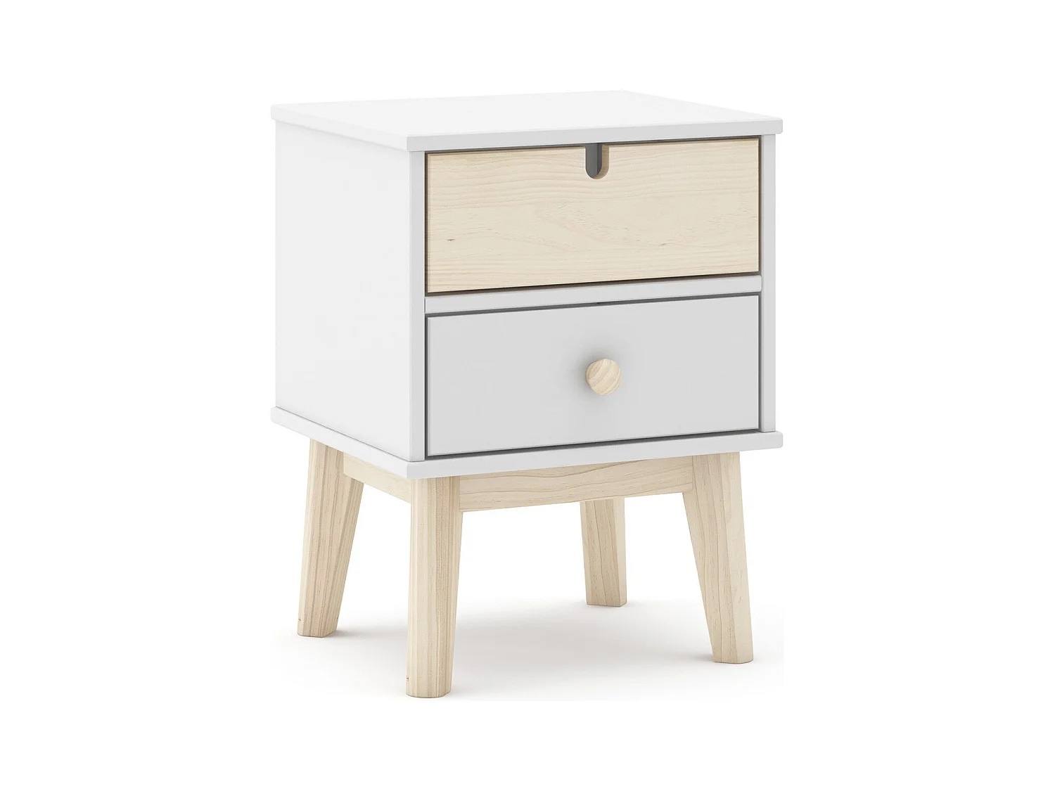 Table de chevet enfant 2 tiroirs en bois blanc - Lucy