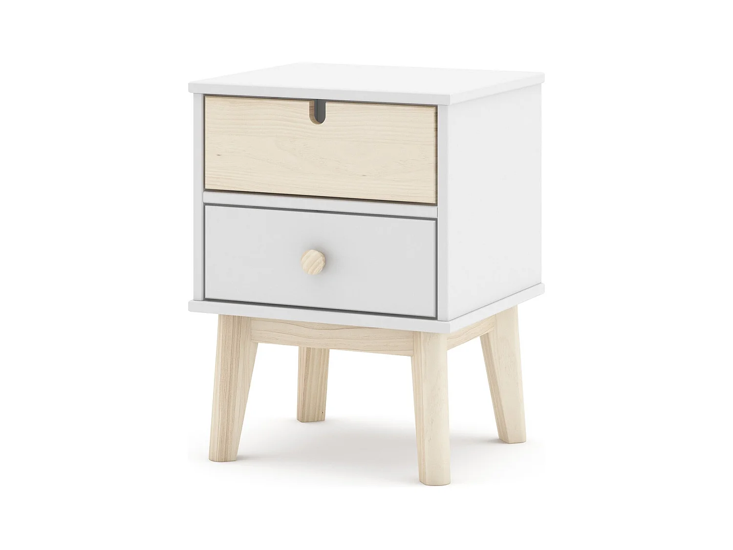 Table de chevet enfant 2 tiroirs en bois blanc - Lucy