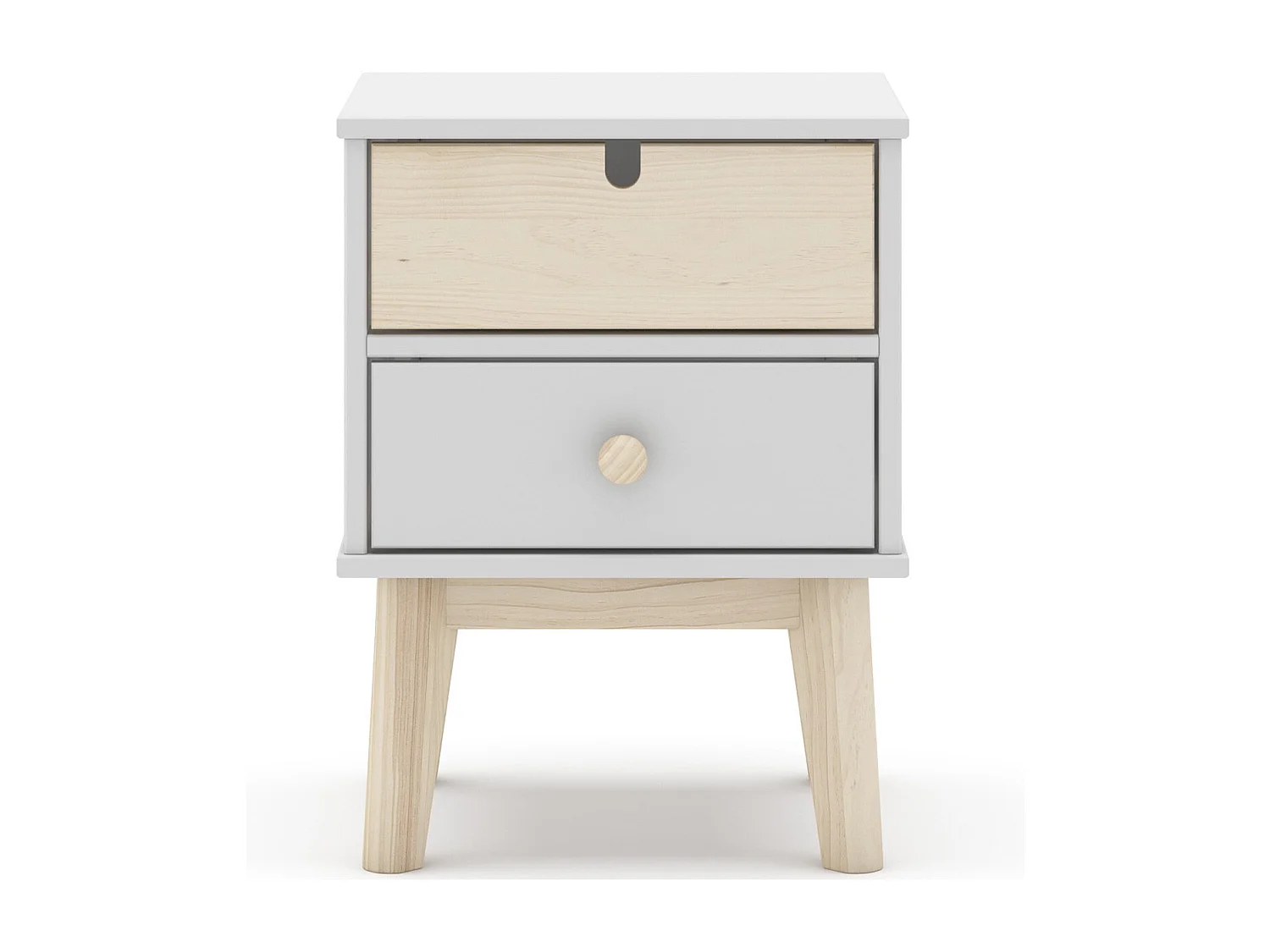 Table de chevet enfant 2 tiroirs en bois blanc - Lucy