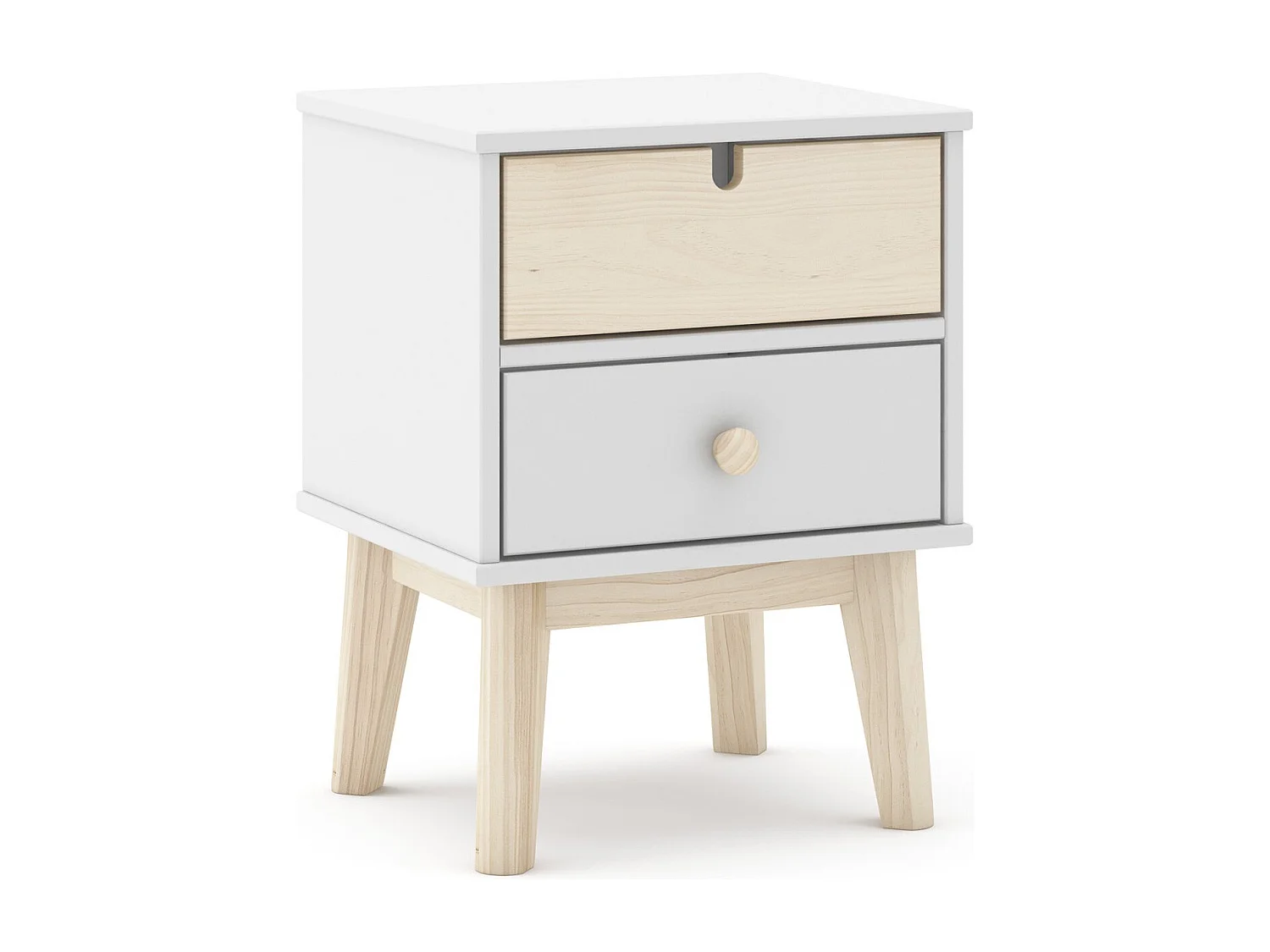 Table de chevet enfant 2 tiroirs en bois blanc - Lucy