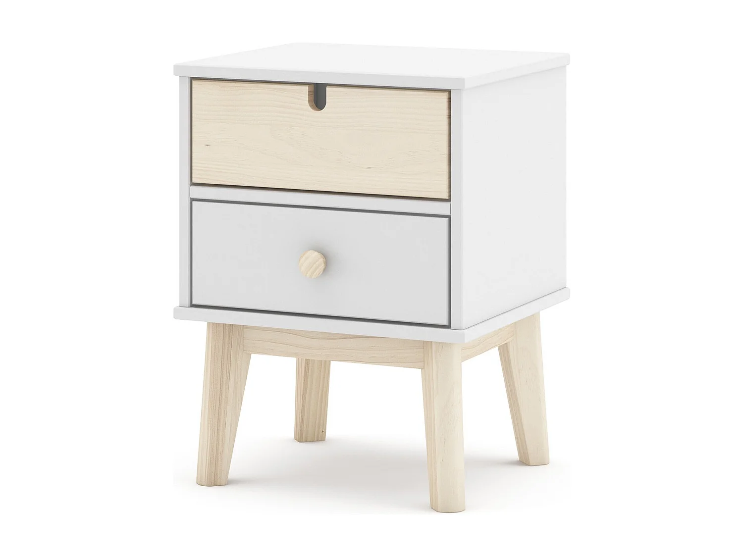 Table de chevet enfant 2 tiroirs en bois blanc - Lucy