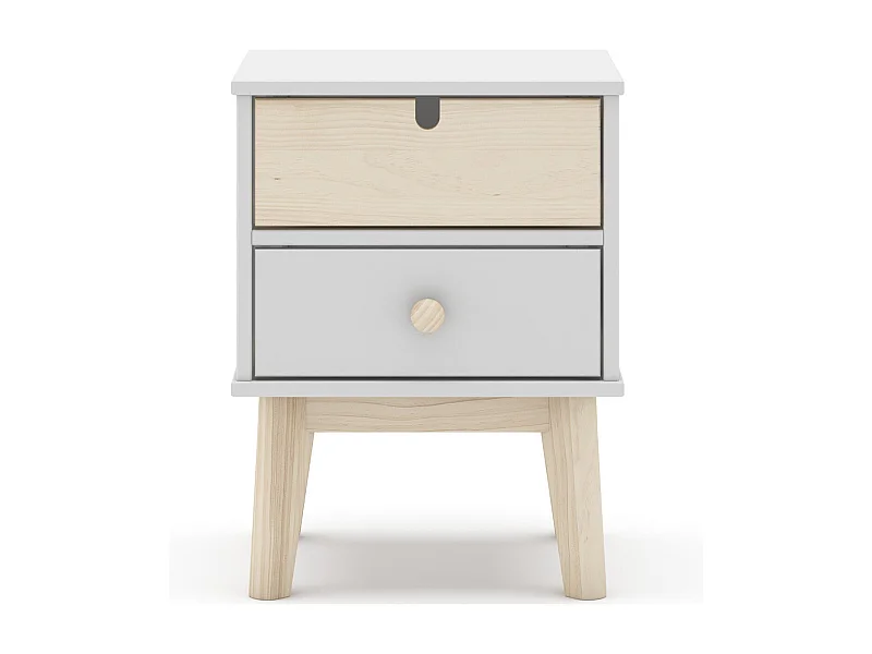 Table de chevet enfant 2 tiroirs en bois blanc - Lucy