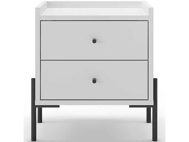 Table de chevet 2 tiroirs blanche - Doria