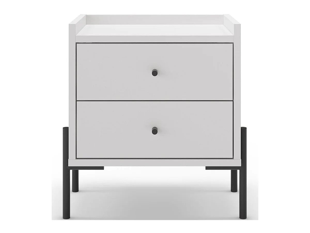 Table de chevet 2 tiroirs blanche - Doria