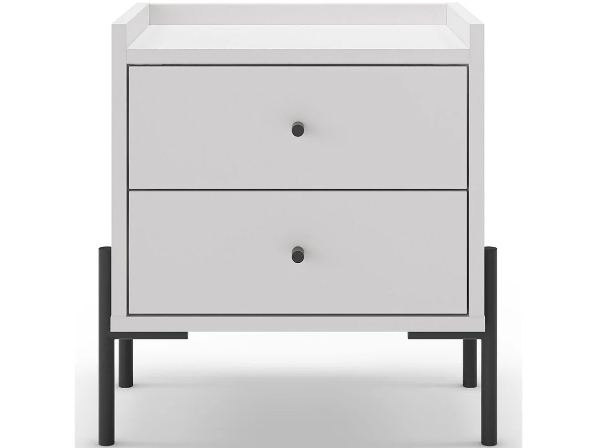 Table de chevet 2 tiroirs blanche - Doria