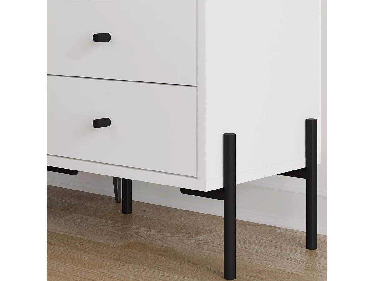 Table de chevet 2 tiroirs blanche - Doria