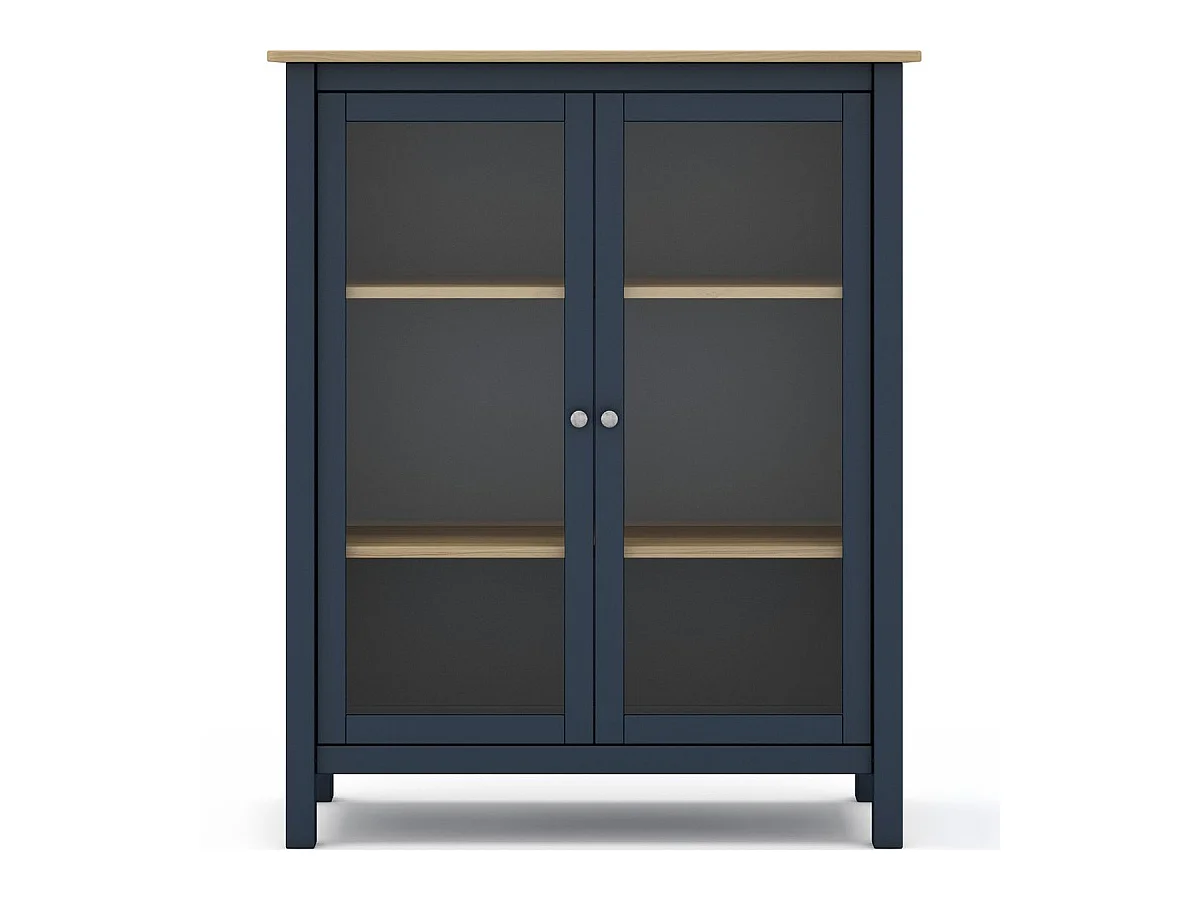 Vaisselier 2 portes en bois massif bleu foncé 110 cm - Macha