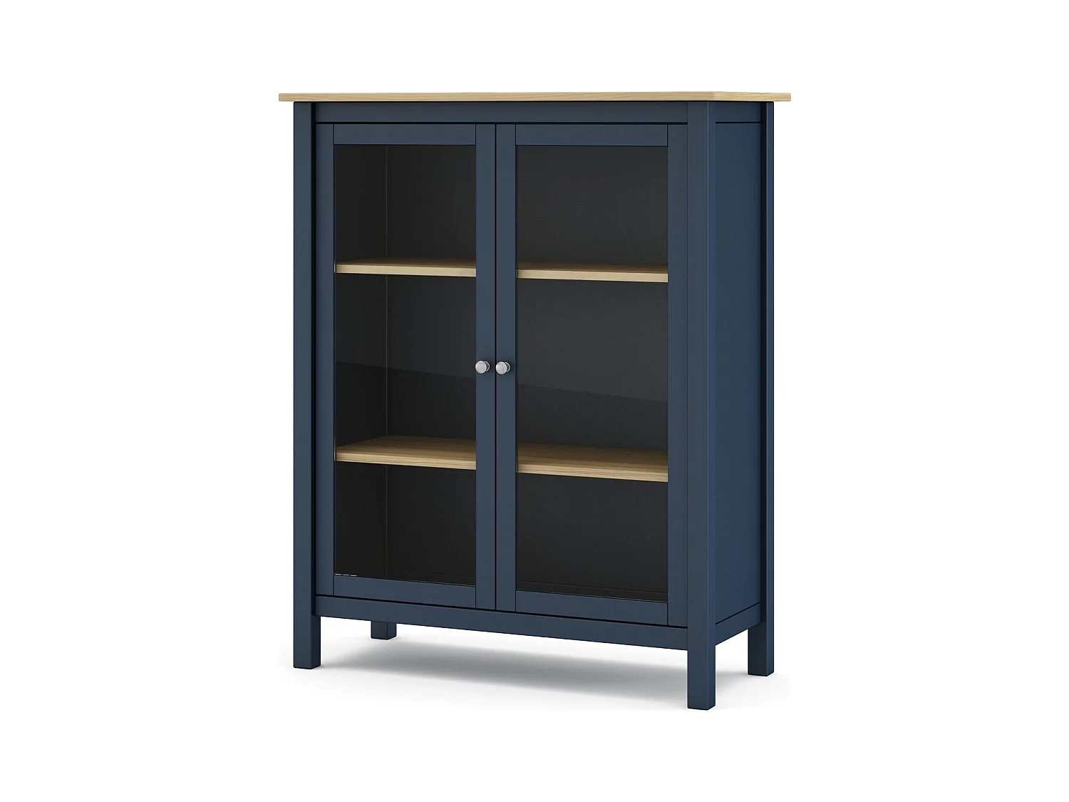 Vaisselier 2 portes en bois massif bleu foncé 110 cm - Macha