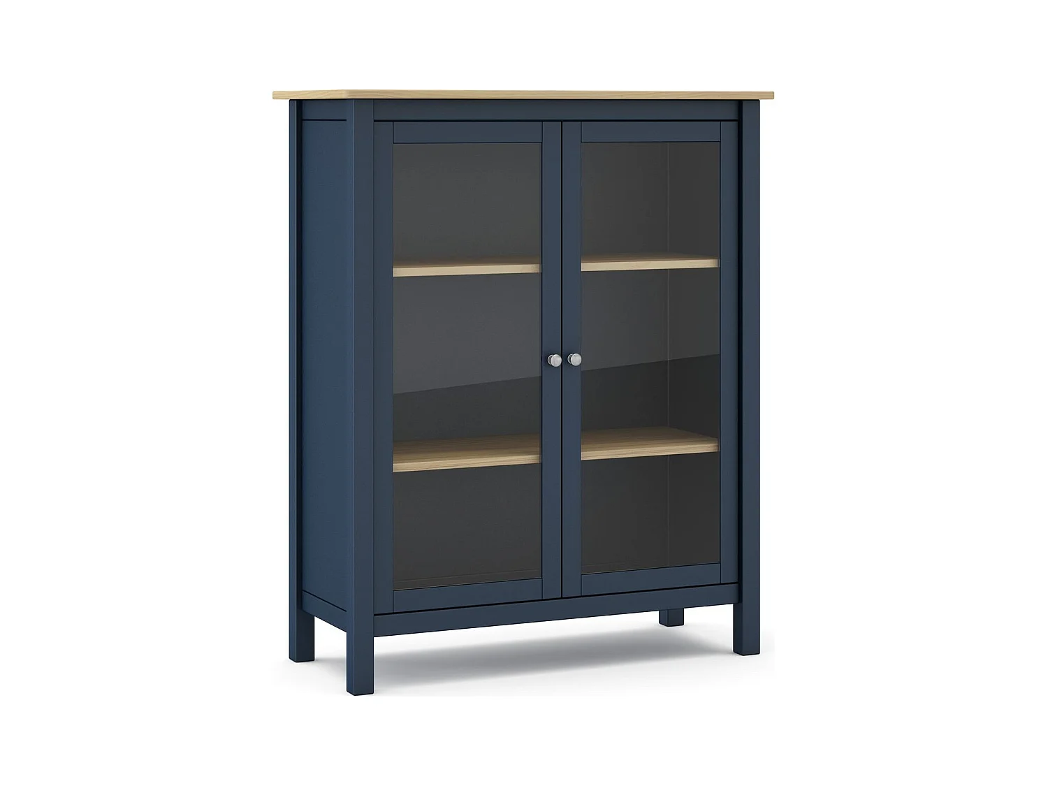 Vaisselier 2 portes en bois massif bleu foncé 110 cm - Macha