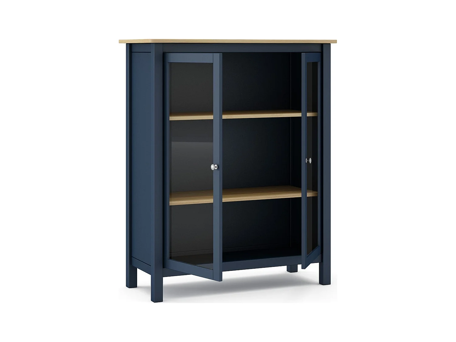 Vaisselier 2 portes en bois massif bleu foncé 110 cm - Macha