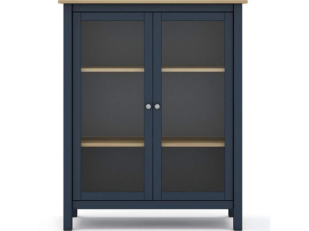 Vaisselier 2 portes en bois massif bleu foncé 110 cm - Macha