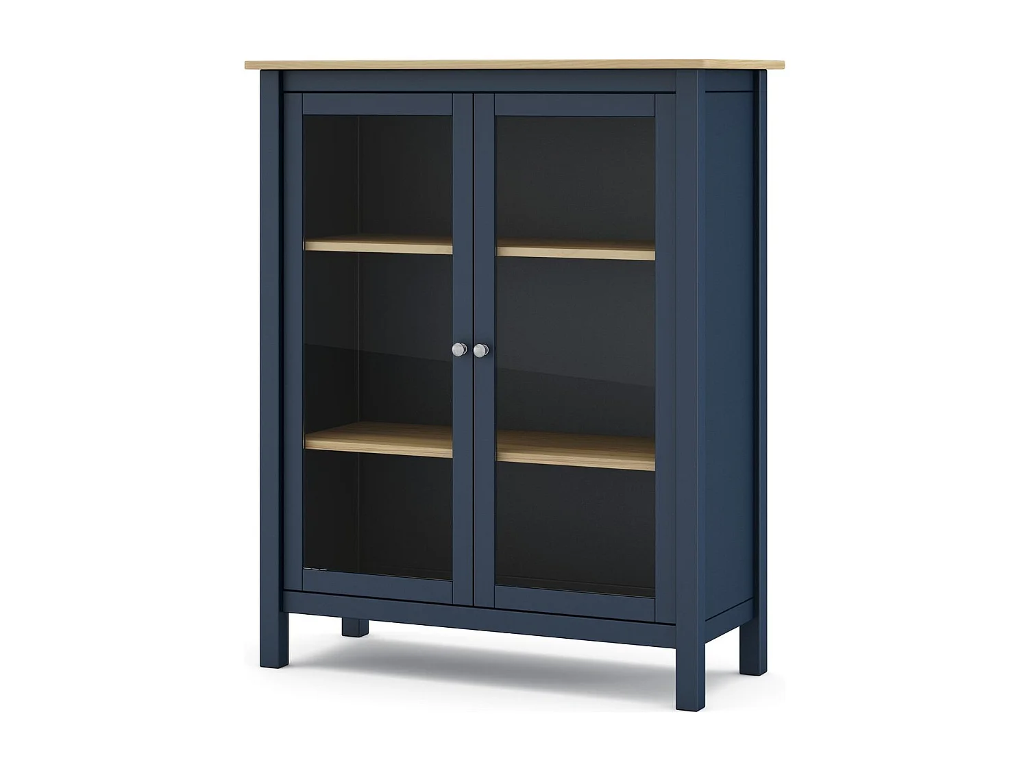 Vaisselier 2 portes en bois massif bleu foncé 110 cm - Macha