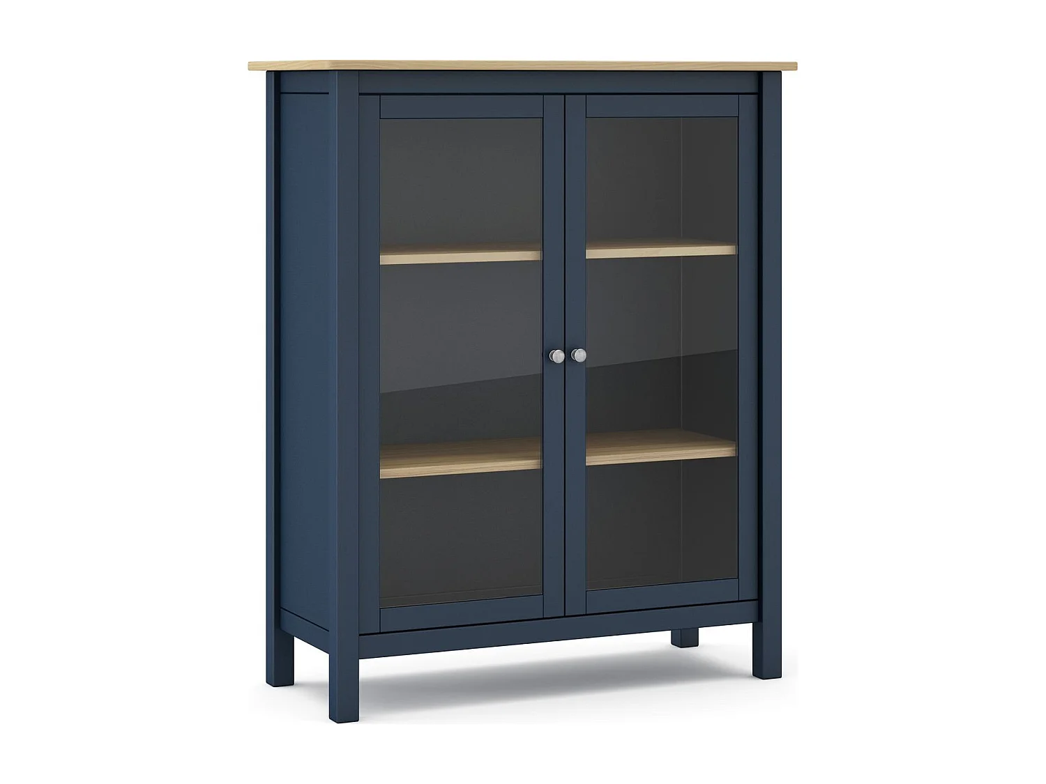 Vaisselier 2 portes en bois massif bleu foncé 110 cm - Macha