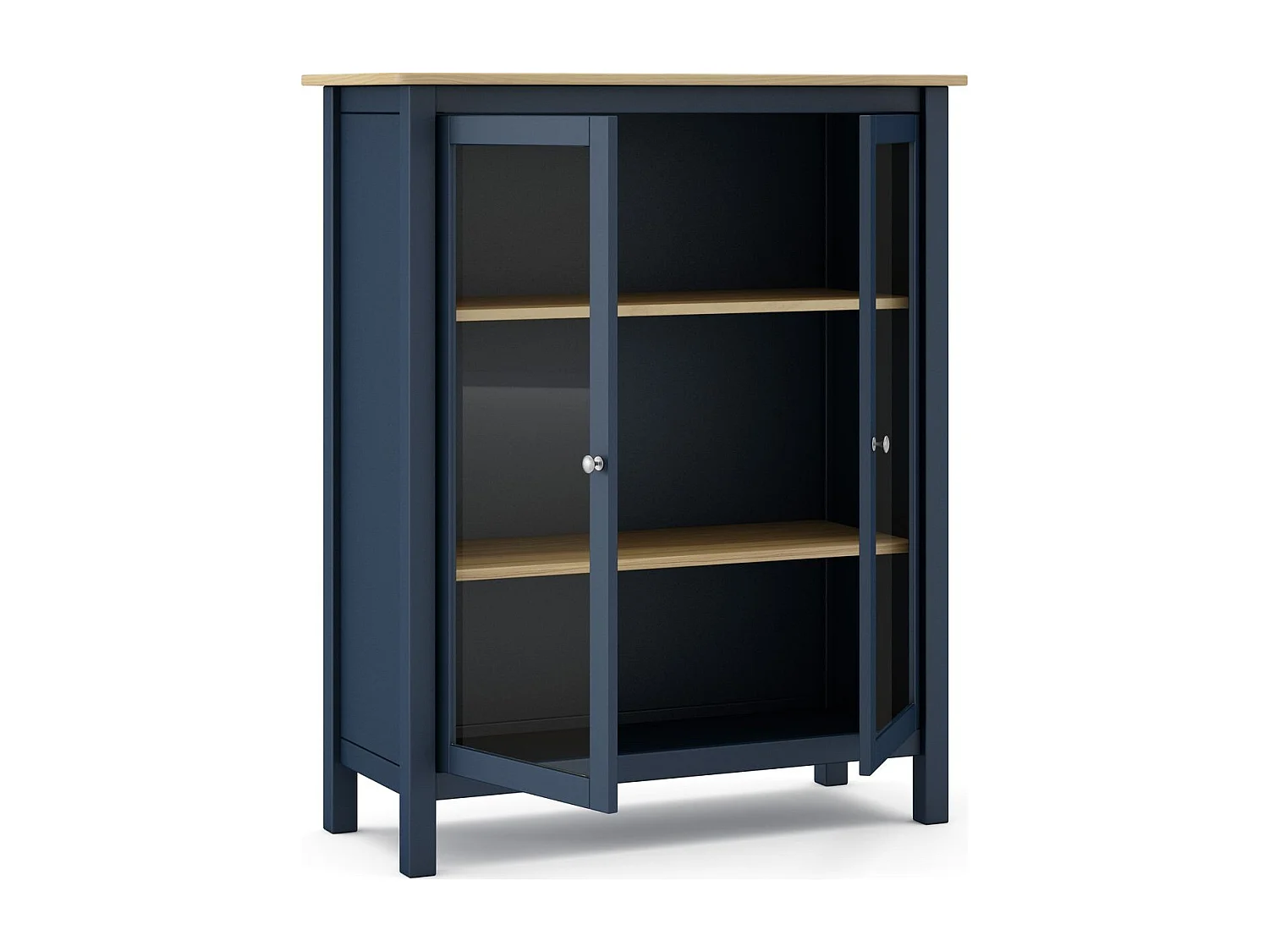 Vaisselier 2 portes en bois massif bleu foncé 110 cm - Macha