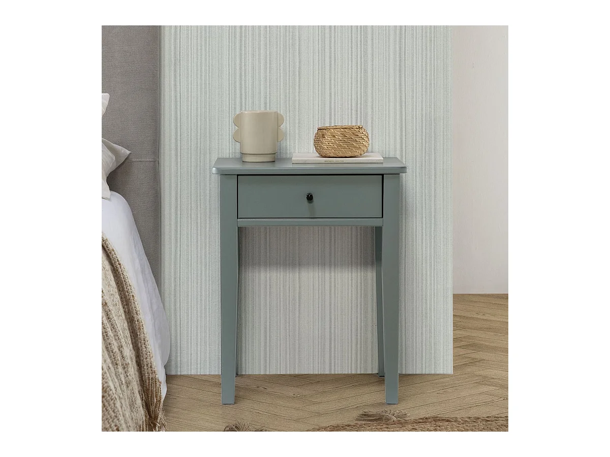 Table de chevet 1 tiroir en bois vert pétrole - Stan