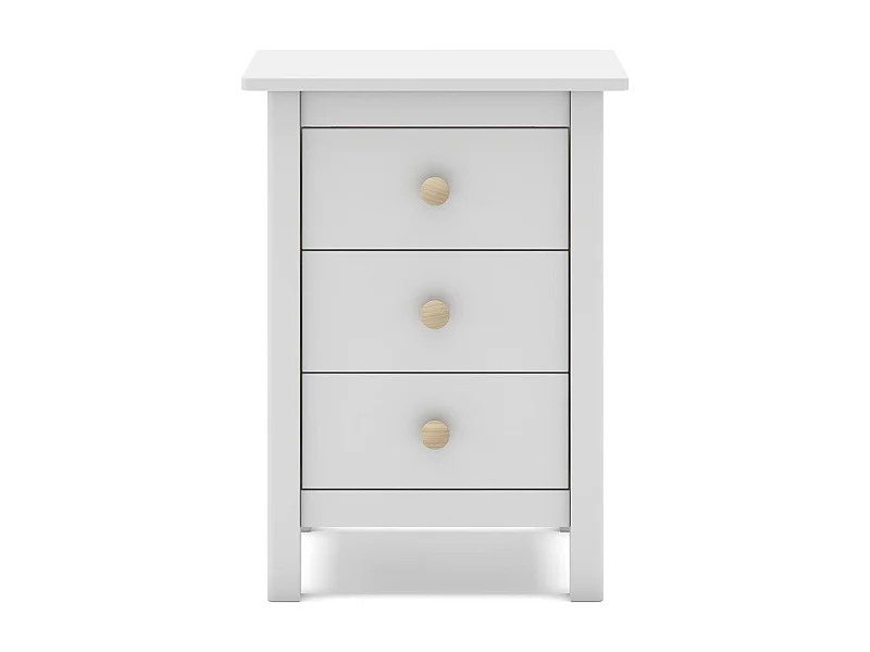 Table de chevet enfant 3 tiroirs en bois massif blanc - Melvin