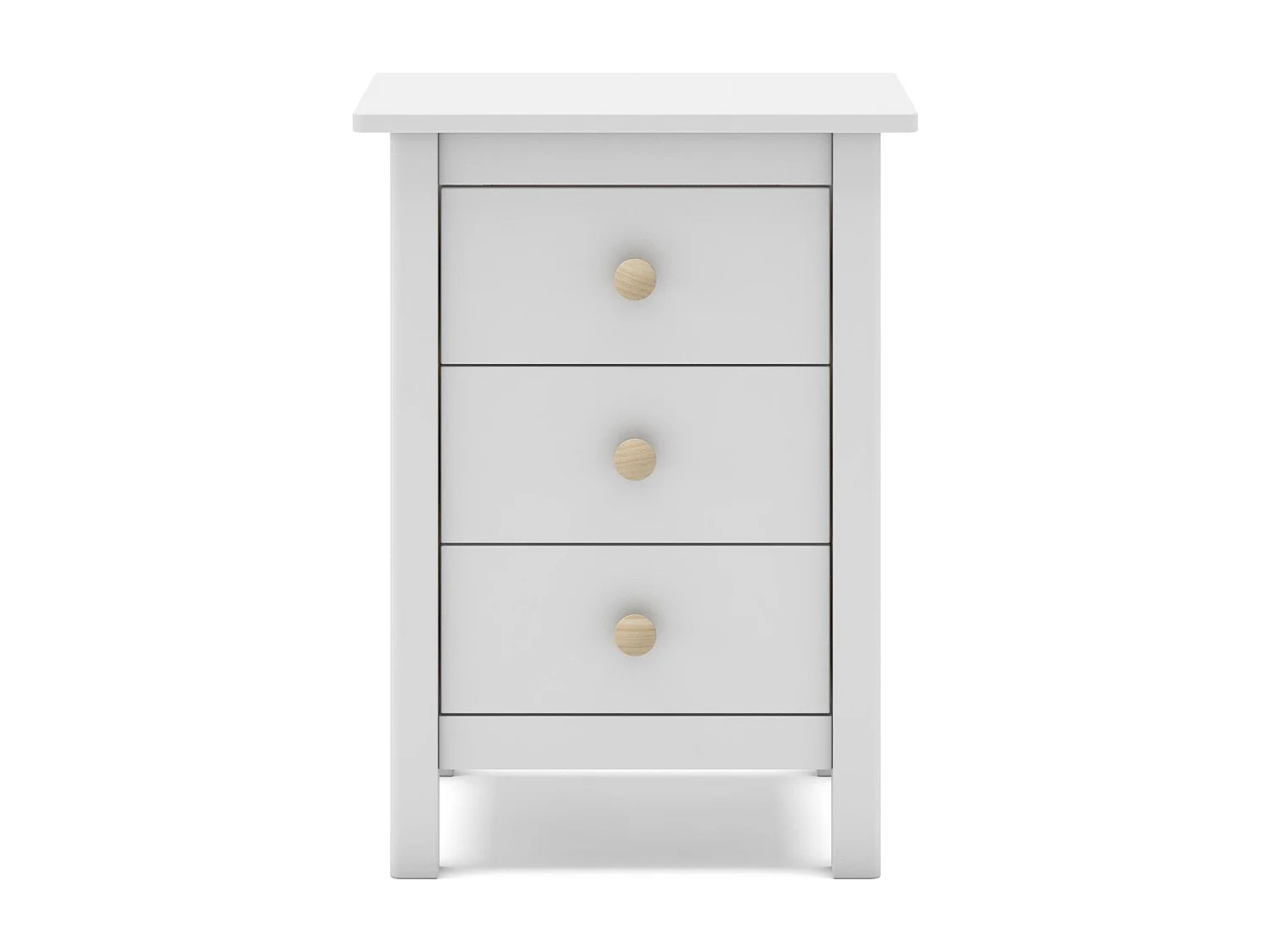 Table de chevet enfant 3 tiroirs en bois massif blanc - Melvin