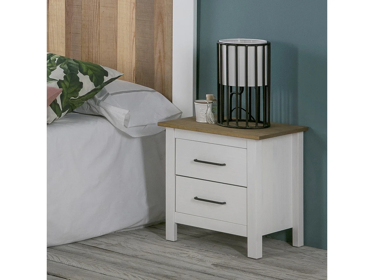 Table de chevet en bois massif blanc - Ida