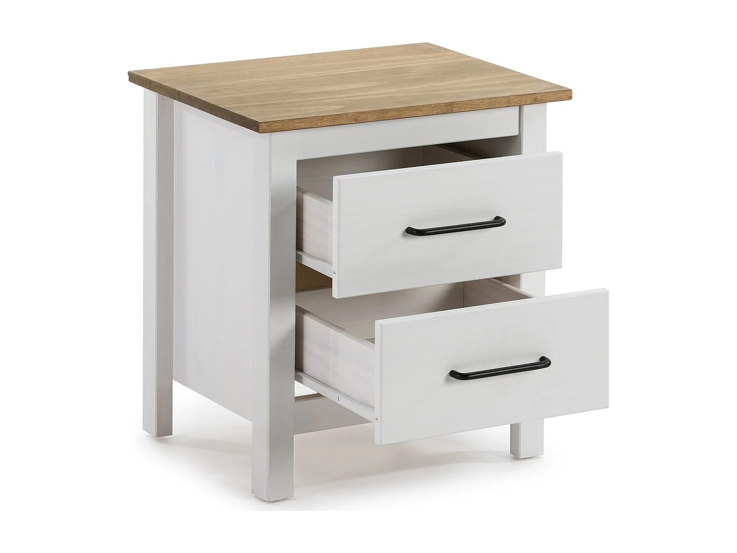 Table de chevet en bois massif blanc - Ida