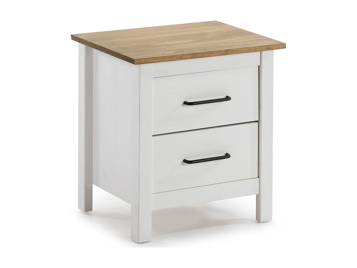 Table de chevet en bois massif blanc - Ida