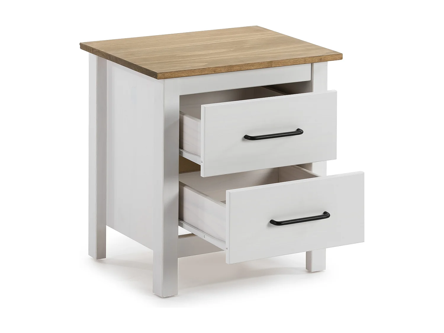 Table de chevet en bois massif blanc - Ida