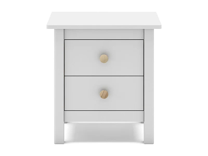 Table de chevet enfant 2 tiroirs en bois massif blanc - Melvin