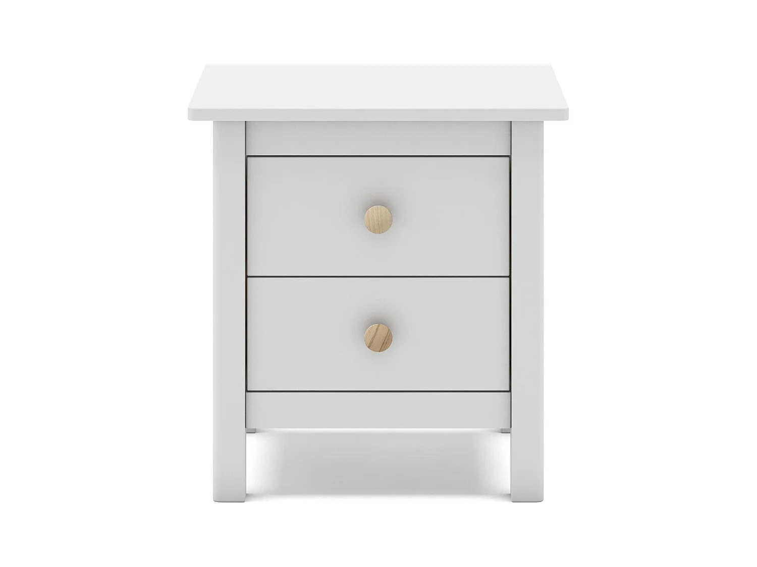 Table de chevet enfant 2 tiroirs en bois massif blanc - Melvin