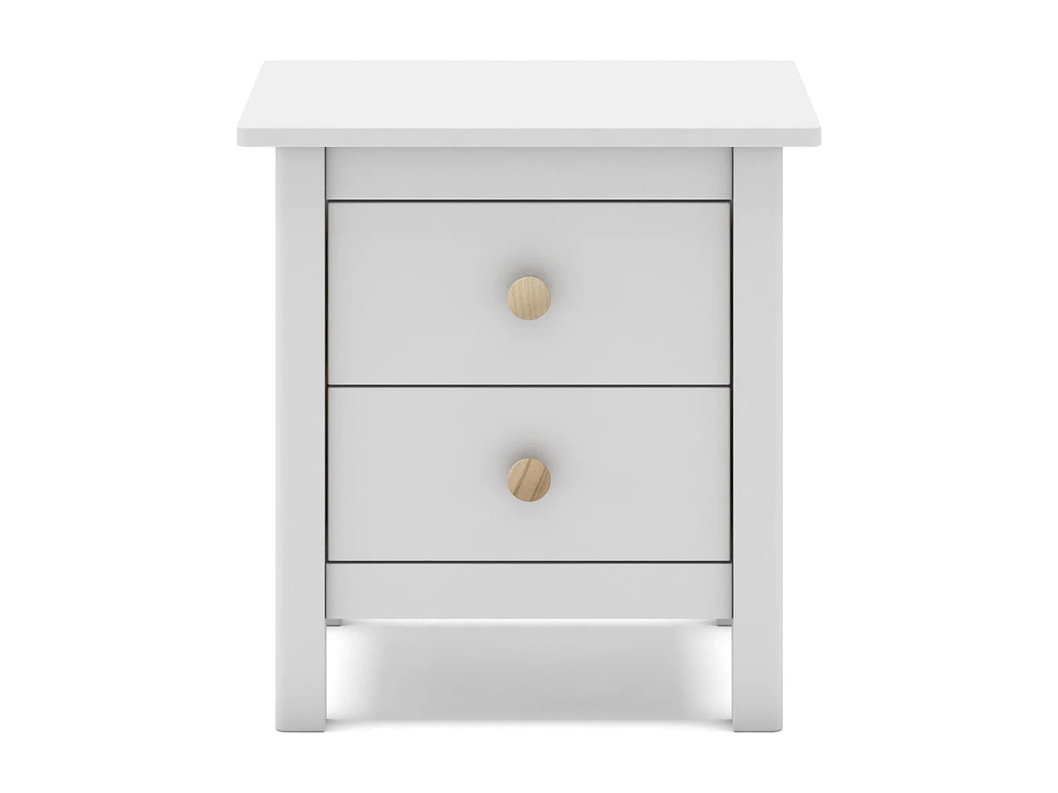 Table de chevet enfant 2 tiroirs en bois massif blanc - Melvin