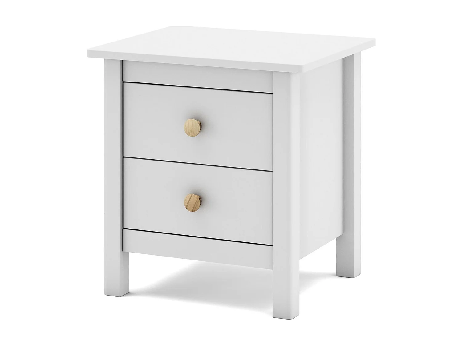 Table de chevet enfant 2 tiroirs en bois massif blanc - Melvin