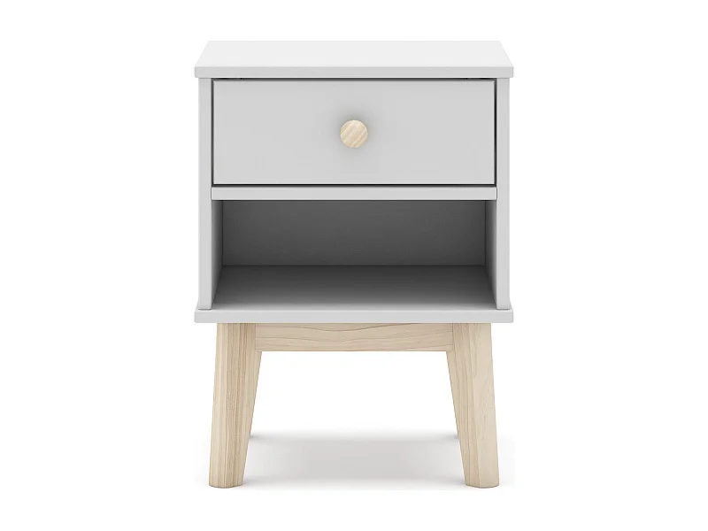 Table de chevet enfant 1 tiroir en bois blanc - Elise