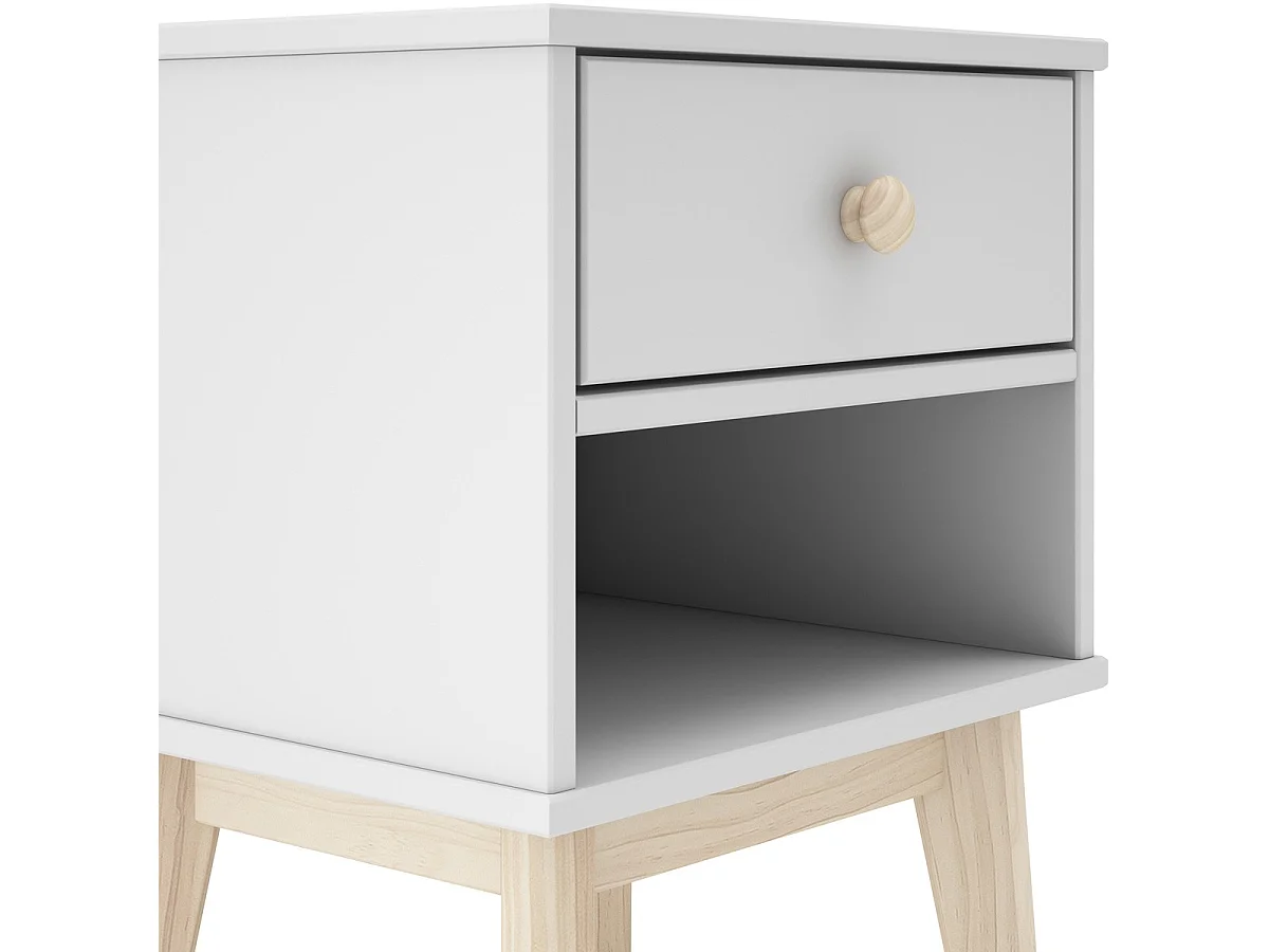 Table de chevet enfant 1 tiroir en bois blanc - Elise