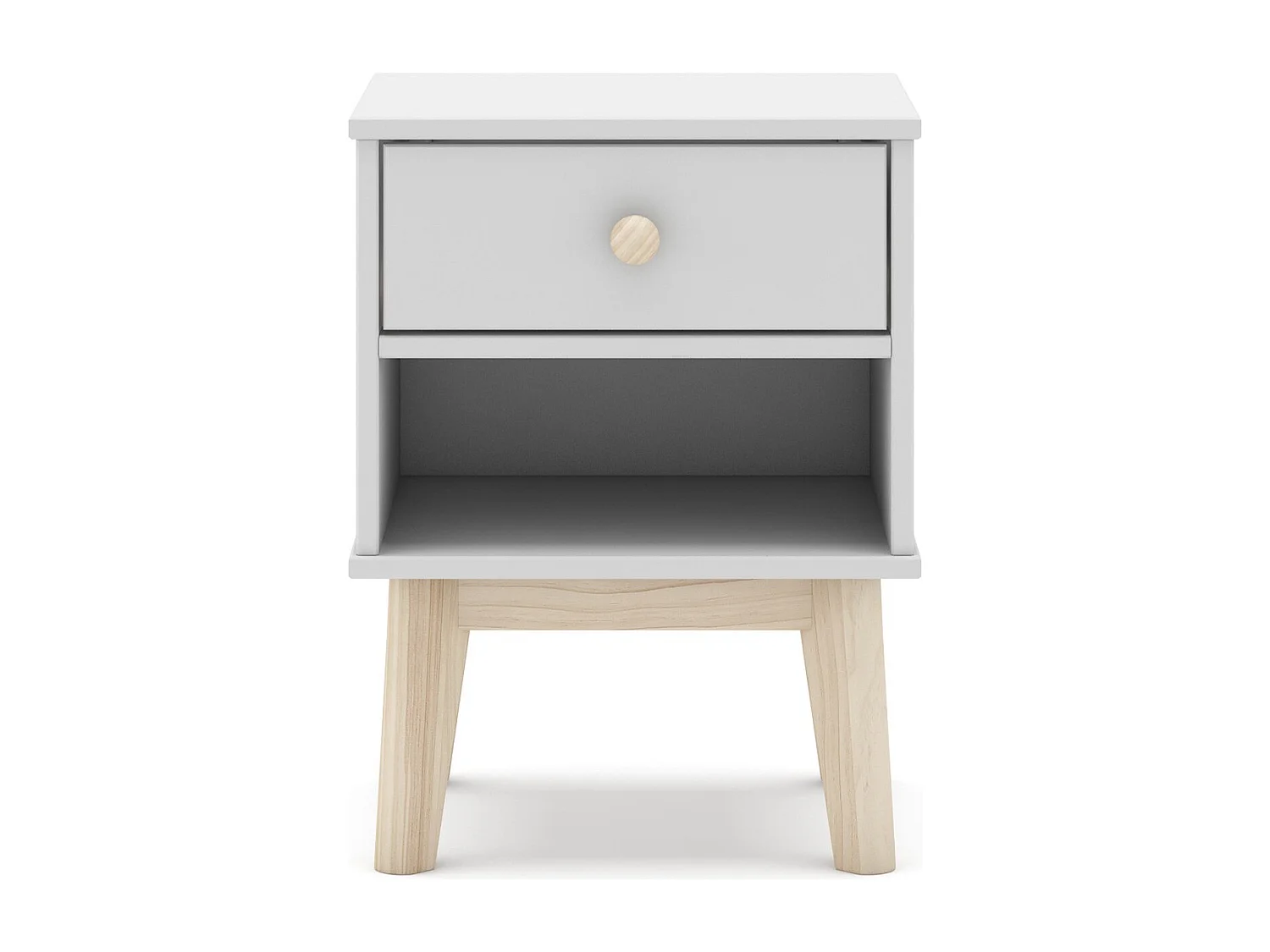 Table de chevet enfant 1 tiroir en bois blanc - Elise