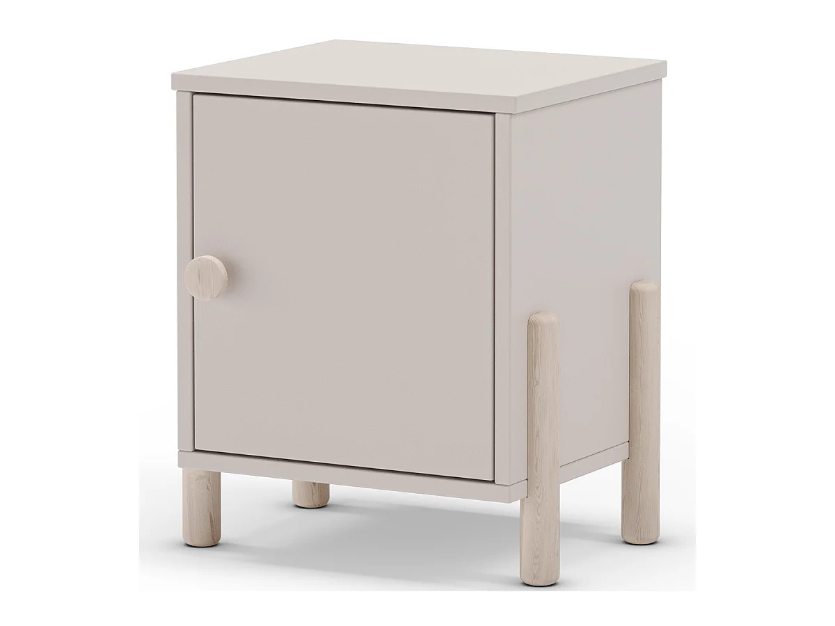 Table de chevet enfant 1 porte en bois beige - Bastien