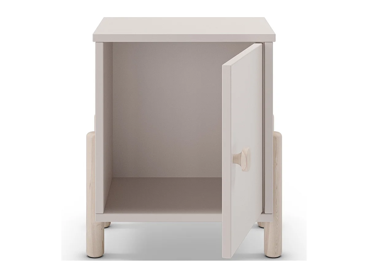 Table de chevet enfant 1 porte en bois beige - Bastien