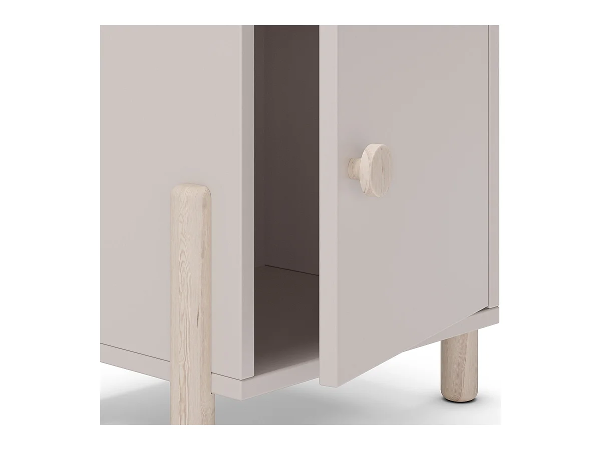 Table de chevet enfant 1 porte en bois beige - Bastien