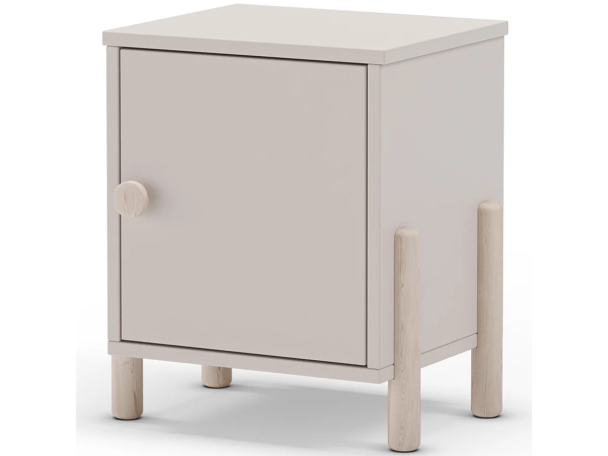 Table de chevet enfant 1 porte en bois beige - Bastien